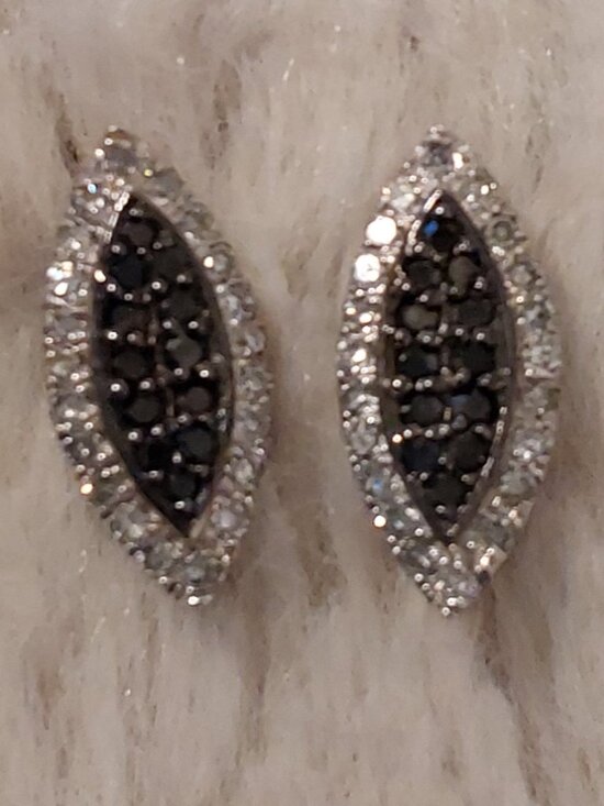 circa Jewelry Jewelry - 1/3 CT. T.W. BLACK DIAMOND Round Prong Set Earring in Sterling Silver (IJ-I2-I3)